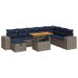 Preview: 9-tlg. Garten-Sofagarnitur mit Kissen Grau Poly Rattan Akazie