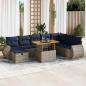 Preview: ARDEBO.de - 9-tlg. Garten-Sofagarnitur mit Kissen Grau Poly Rattan