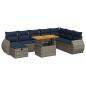 Preview: 9-tlg. Garten-Sofagarnitur mit Kissen Grau Poly Rattan