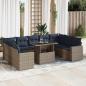 Preview: ARDEBO.de - 10-tlg. Garten-Sofagarnitur mit Kissen Grau Poly Rattan Akazie