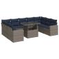Preview: 10-tlg. Garten-Sofagarnitur mit Kissen Grau Poly Rattan Akazie