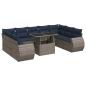 Preview: 10-tlg. Garten-Sofagarnitur mit Kissen Grau Poly Rattan Akazie