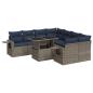 Preview: 9-tlg. Garten-Sofagarnitur mit Kissen Grau Poly Rattan