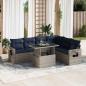 Preview: ARDEBO.de - 7-tlg. Garten-Sofagarnitur mit Kissen Grau Poly Rattan