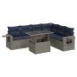 Preview: 7-tlg. Garten-Sofagarnitur mit Kissen Grau Poly Rattan
