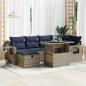 Preview: ARDEBO.de - 7-tlg. Garten-Sofagarnitur mit Kissen Grau Poly Rattan Akazie