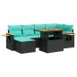 Preview: 7-tlg. Garten-Sofagarnitur mit Kissen Braun Poly Rattan Akazie