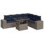 Preview: 7-tlg. Garten-Sofagarnitur mit Kissen Grau Poly Rattan Akazie