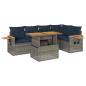 Preview: 6-tlg. Garten-Sofagarnitur mit Kissen Grau Poly Rattan Akazie