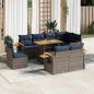Preview: ARDEBO.de - 9-tlg. Garten-Sofagarnitur mit Kissen Grau Poly Rattan Akazie