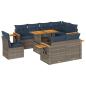 Preview: 9-tlg. Garten-Sofagarnitur mit Kissen Grau Poly Rattan Akazie