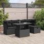 Preview: ARDEBO.de - 6-tlg. Garten-Sofagarnitur mit Kissen Schwarz Poly Rattan