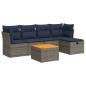 Preview: 6-tlg. Garten-Sofagarnitur mit Kissen Grau Poly Rattan