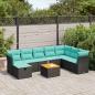 Preview: ARDEBO.de - 9-tlg. Garten-Sofagarnitur mit Kissen Schwarz Poly Rattan