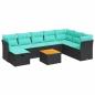 Preview: 9-tlg. Garten-Sofagarnitur mit Kissen Schwarz Poly Rattan