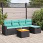 Preview: ARDEBO.de - 6-tlg. Garten-Sofagarnitur mit Kissen Schwarz Poly Rattan
