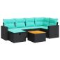 Preview: 7-tlg. Garten-Sofagarnitur mit Kissen Schwarz Poly Rattan