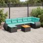 Preview: ARDEBO.de - 8-tlg. Garten-Sofagarnitur mit Kissen Schwarz Poly Rattan