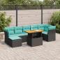 Preview: ARDEBO.de - 8-tlg. Garten-Sofagarnitur mit Kissen Schwarz Poly Rattan