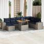 Preview: ARDEBO.de - 9-tlg. Garten-Sofagarnitur mit Kissen Grau Poly Rattan