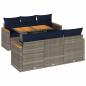 Preview: 7-tlg. Garten-Sofagarnitur mit Kissen Grau Poly Rattan