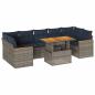 Preview: 8-tlg. Garten-Sofagarnitur mit Kissen Grau Poly Rattan