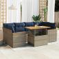 Preview: ARDEBO.de - 7-tlg. Garten-Sofagarnitur mit Kissen Grau Poly Rattan