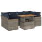 Preview: 7-tlg. Garten-Sofagarnitur mit Kissen Grau Poly Rattan