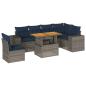Preview: 7-tlg. Garten-Sofagarnitur mit Kissen Grau Poly Rattan