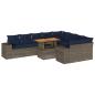 Preview: 10-tlg. Garten-Sofagarnitur mit Kissen Grau Poly Rattan