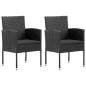 Preview: ARDEBO.de - Gartenst?hle mit Kissen in Schwarz 2 Stk. Schwarz Poly Rattan