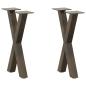 Preview: Couchtischbeine X-Form 2 Stk. Naturstahl 38x(42-43) cm Stahl