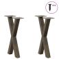 Preview: Couchtischbeine X-Form 2 Stk. Naturstahl 38x(42-43) cm Stahl