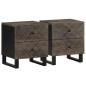 Preview: ARDEBO.de - Nachttische 2 Stk. Schwarz 40x33x46 cm Massivholz Mango