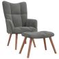 Preview: Relaxsessel mit Hocker Dunkelgrau Samt