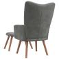 Preview: Relaxsessel mit Hocker Dunkelgrau Samt
