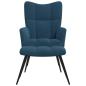 Preview: Relaxsessel mit Hocker Blau Samt