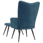 Preview: Relaxsessel mit Hocker Blau Samt