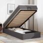 Preview: ARDEBO.de - Ottoman-Bett mit Matratze Grau 90x190 cm Kunstleder
