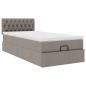 Preview: Ottomane Bett mit Matratze & LEDs Taupe 90x200 cm Stoff