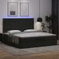 Preview: Ottoman-Bett mit Matratzen & LEDs Schwarz 200x200 cm Kunstleder