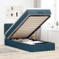 Preview: ARDEBO.de - Ottomane Bett mit Matratze & LEDs Dunkelblau 80x200 cm Samt