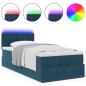Preview: Ottomane Bett mit Matratze & LEDs Dunkelblau 80x200 cm Samt