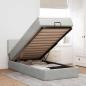 Preview: ARDEBO.de - Ottoman-Bett mit Matratze & LEDs Hellgrau 90x190 cm Samt