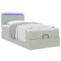 Preview: Ottoman-Bett mit Matratze & LEDs Hellgrau 90x190 cm Samt