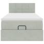 Preview: Ottoman-Bett mit Matratze & LEDs Hellgrau 90x190 cm Samt
