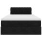 Preview: Ottomane Bett mit Matratze & LEDs Schwarz 120x190 cm Samt