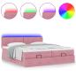 Preview: Ottoman-Bett mit Matratzen & LEDs Rosa 160x200 cm Samt