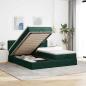Preview: ARDEBO.de - Ottoman-Bett mit Matratzen & LEDs Dunkelgrün 160x200 cm Samt