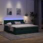 Preview: Ottoman-Bett mit Matratzen & LEDs Dunkelgrün 160x200 cm Samt